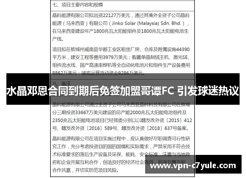水晶邓恩合同到期后免签加盟哥谭FC 引发球迷热议
