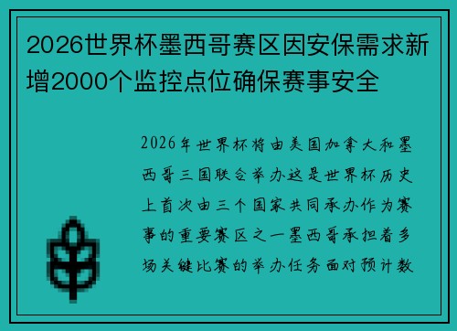2026世界杯墨西哥赛区因安保需求新增2000个监控点位确保赛事安全